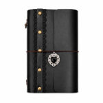 Gothic Black Lace Leather Journal with Heart Charm - Image 3