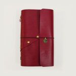 Handcrafted Burgundy Leather Journal with Green Moon Charm