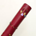 Handcrafted Burgundy Leather Journal with Green Moon Charm - Image 3